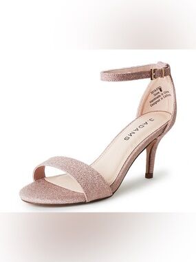 NWOT J Adams Rose Gold Glitter Ankle Strap Heels